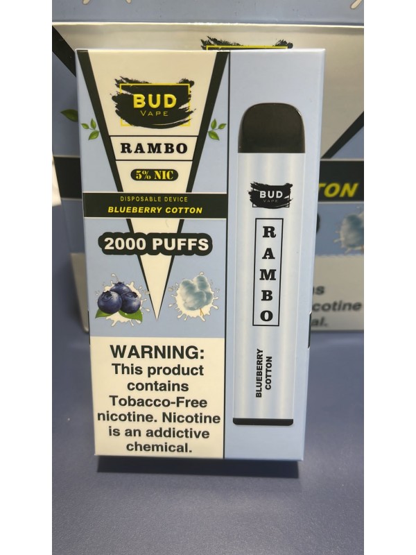 Bud Vape RAMBO Blueberry Cotton 2000 puffs [CLEARA...