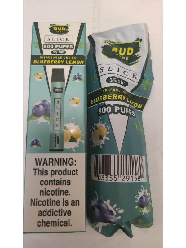 Bud Vape Slick  - 800 puffs - Blueberry Lemon [CLEARANCE]